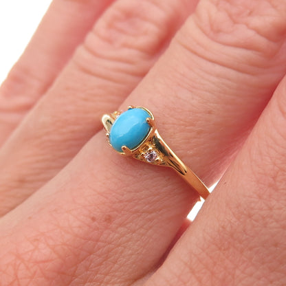 Chuck Clemency Sterling Silver Gold Plated Real Turquoise & Topaz Ring Size 6.25