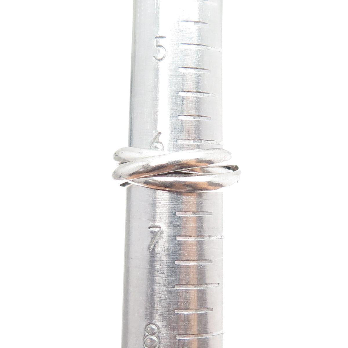 925 Sterling Silver Vintage Mexico Interlocked Trinity Band Ring Size 6.5