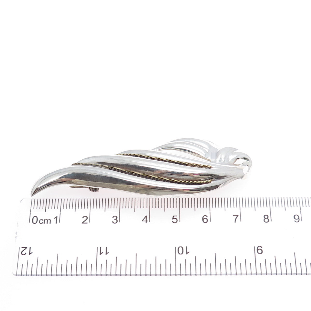 925 Sterling Silver 2-Tone Vintage Mexico Modernist Wing Pin Brooch