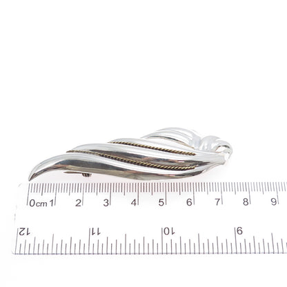 925 Sterling Silver 2-Tone Vintage Mexico Modernist Wing Pin Brooch