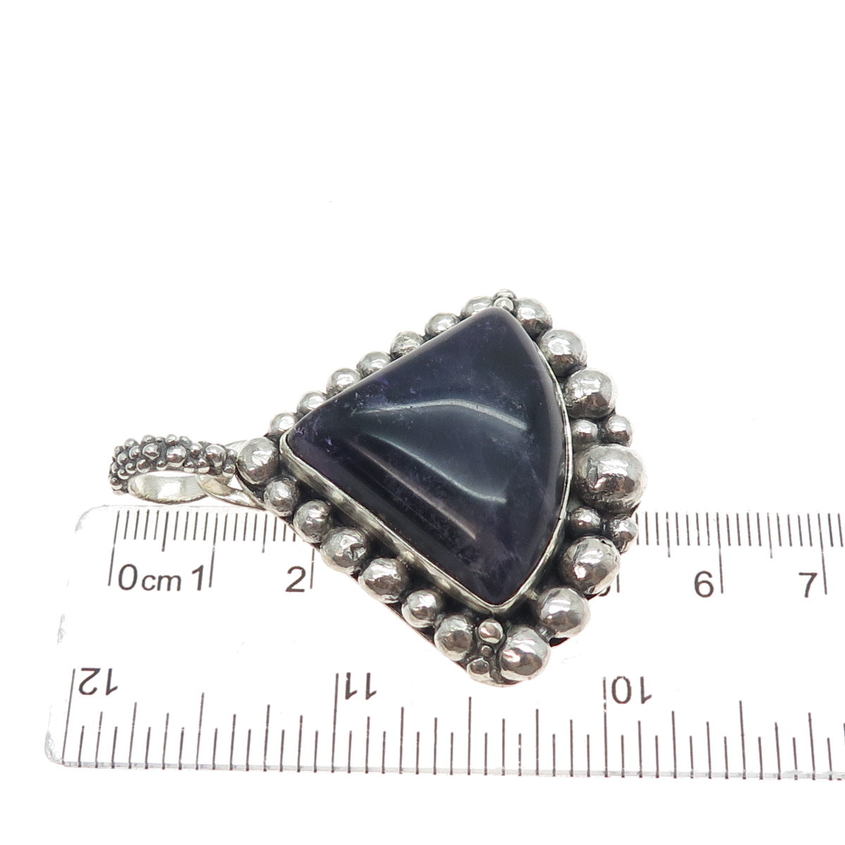 KATHERINE LINCOLN 925 Sterling Silver Vintage Real Amethyst Beaded Charm Pendant