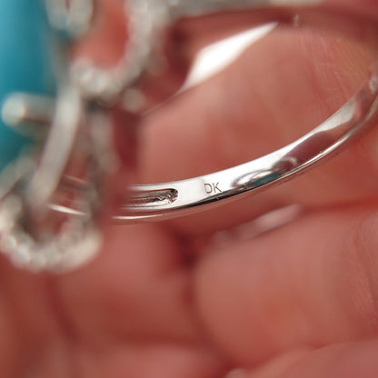 925 Sterling Silver Real Sleeping Beauty Turquoise & Topaz Floral Ring Size 8