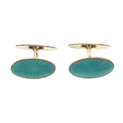 David Andersen 925S Sterling Silver Gold Plated Vintage Norway Enamel Cufflinks