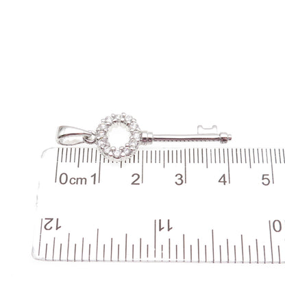 925 Sterling Silver Round-Cut C Z Key Charm Pendant