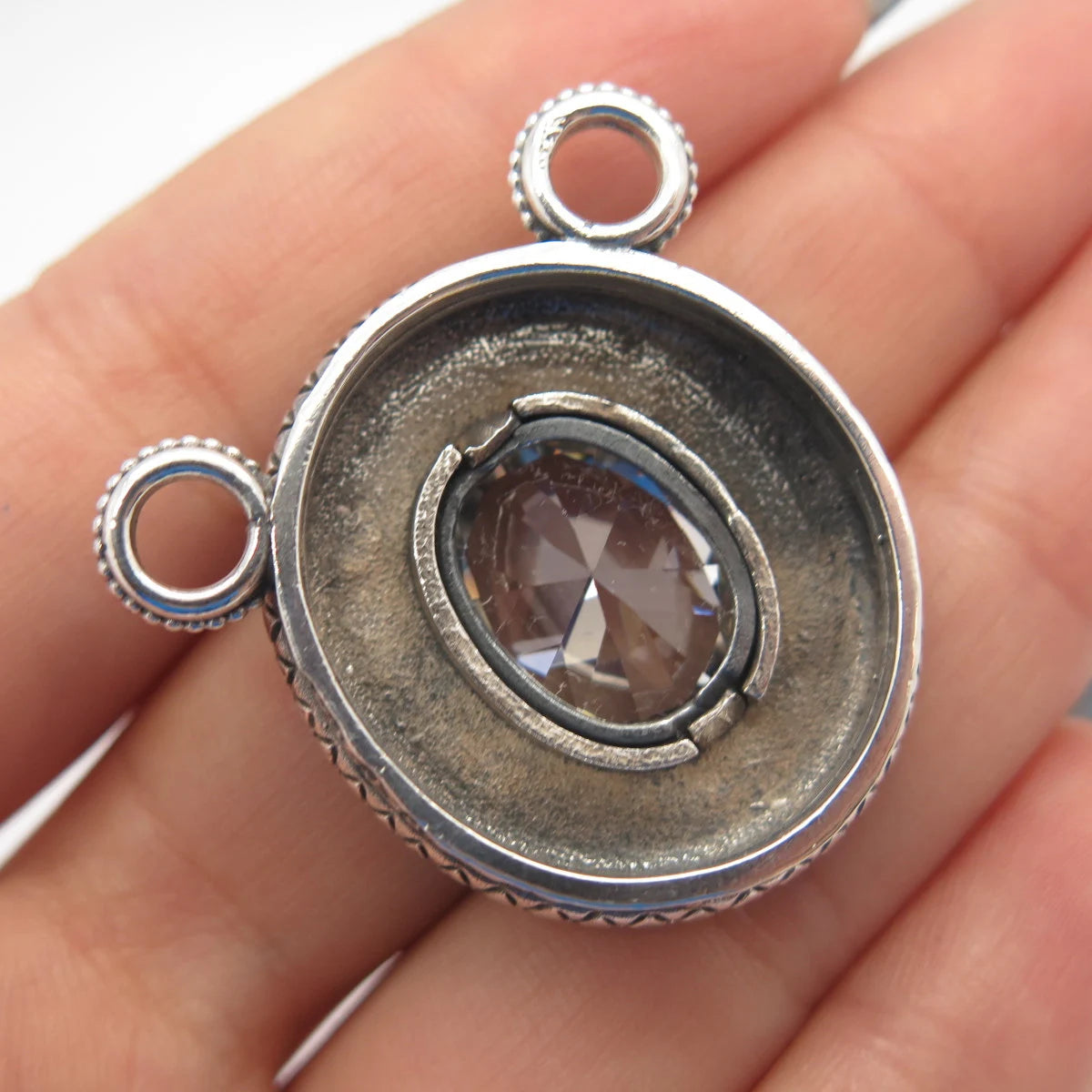 925 Sterling Silver Vintage C Z Necklace Central Part