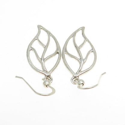 925 Sterling Silver Leaf Floral Dangling Earrings