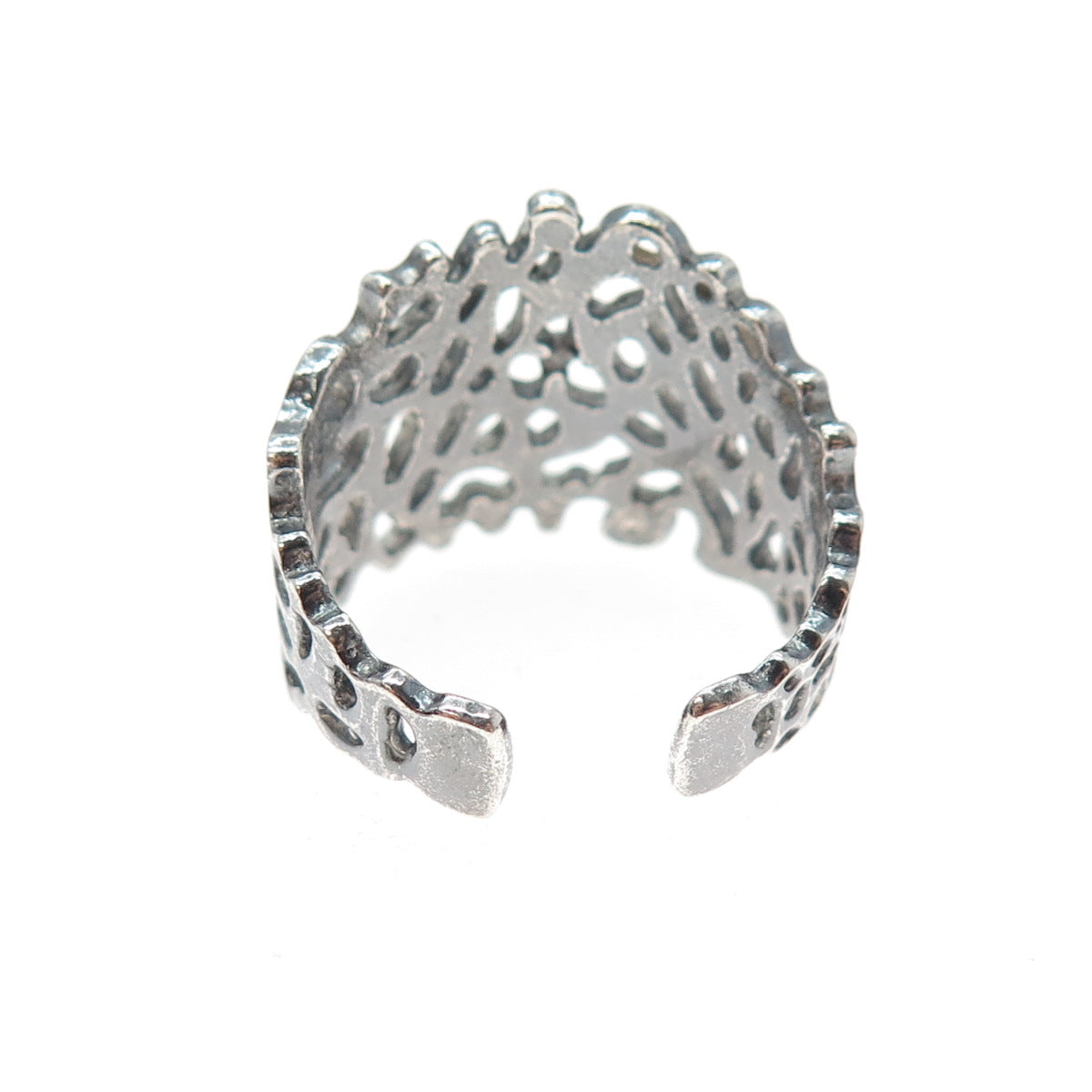 925 Sterling Silver Vintage Modernist Oxidized Adjustable Ring Size 10.5