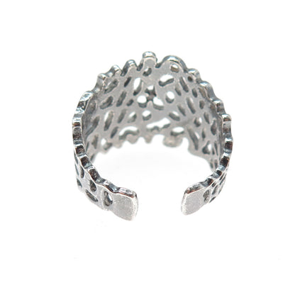 925 Sterling Silver Vintage Modernist Oxidized Adjustable Ring Size 10.5