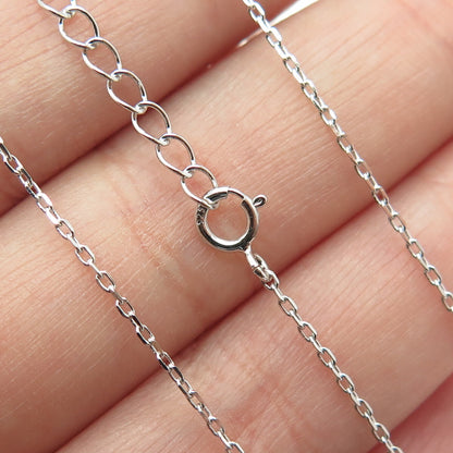 HAN 925 Sterling Silver Round-Cut Shaped C Z Angel Cable Chain Necklace 16-18"