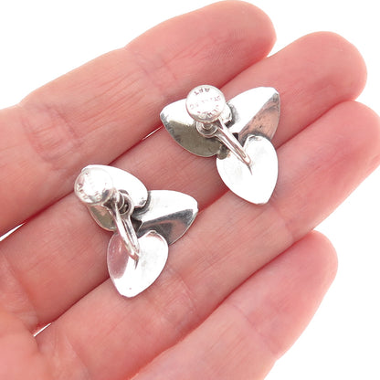 JewelArt 925 Sterling Silver Vintage Floral Oxidized Screw Back Earrings