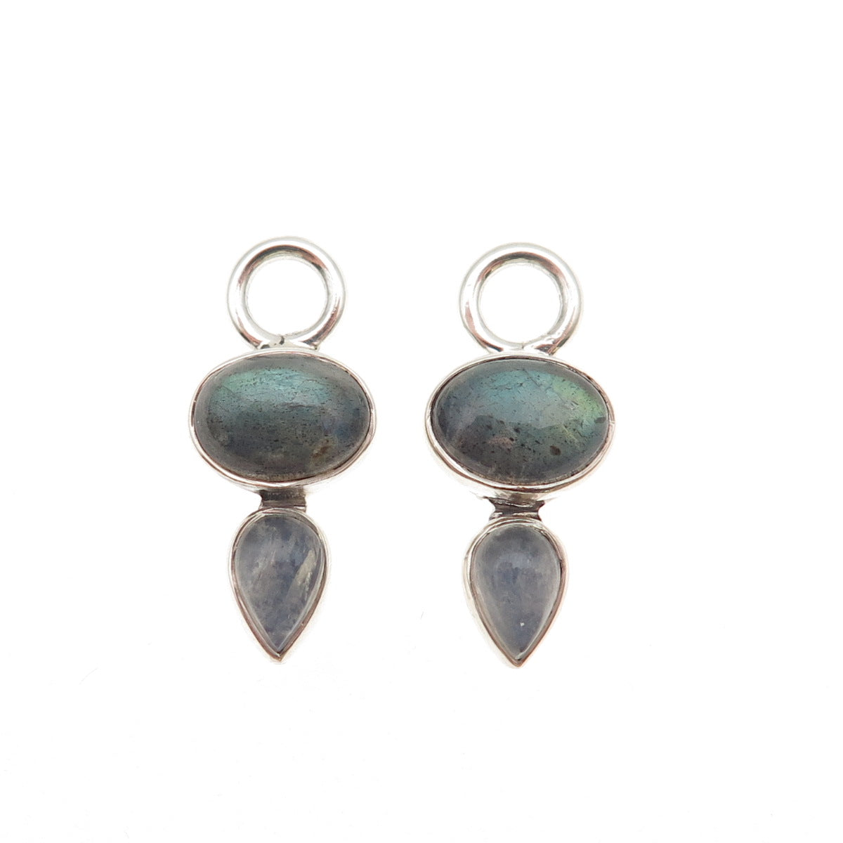 DP Doug Paulus 925 Sterling Vintage Real Labradorite & Moonstone Jacket Earrings