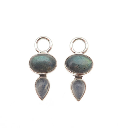 DP Doug Paulus 925 Sterling Vintage Real Labradorite & Moonstone Jacket Earrings