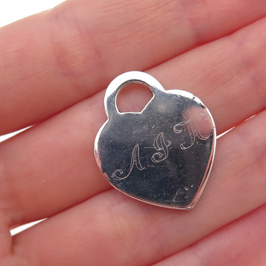 Tiffany & Co. 925 Sterling Silver Vintage 2001 Engraved Heart Tag Charm Pendant