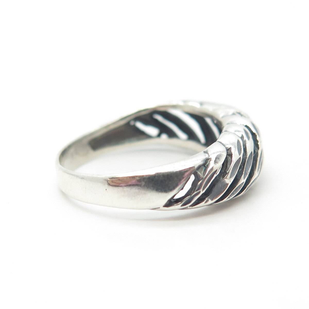 925 Sterling Silver Vintage Modernist Ring Size 5.25