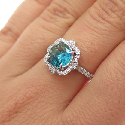 BOMB PARTY 925 Sterling Silver Real Doublet Mystic Quartz & C Z Ring Size 7.25