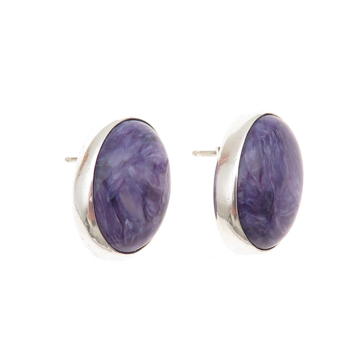 INCA Old Pawn 925 Sterling Silver Vintage Southwestern Charoite Tribal Earrings
