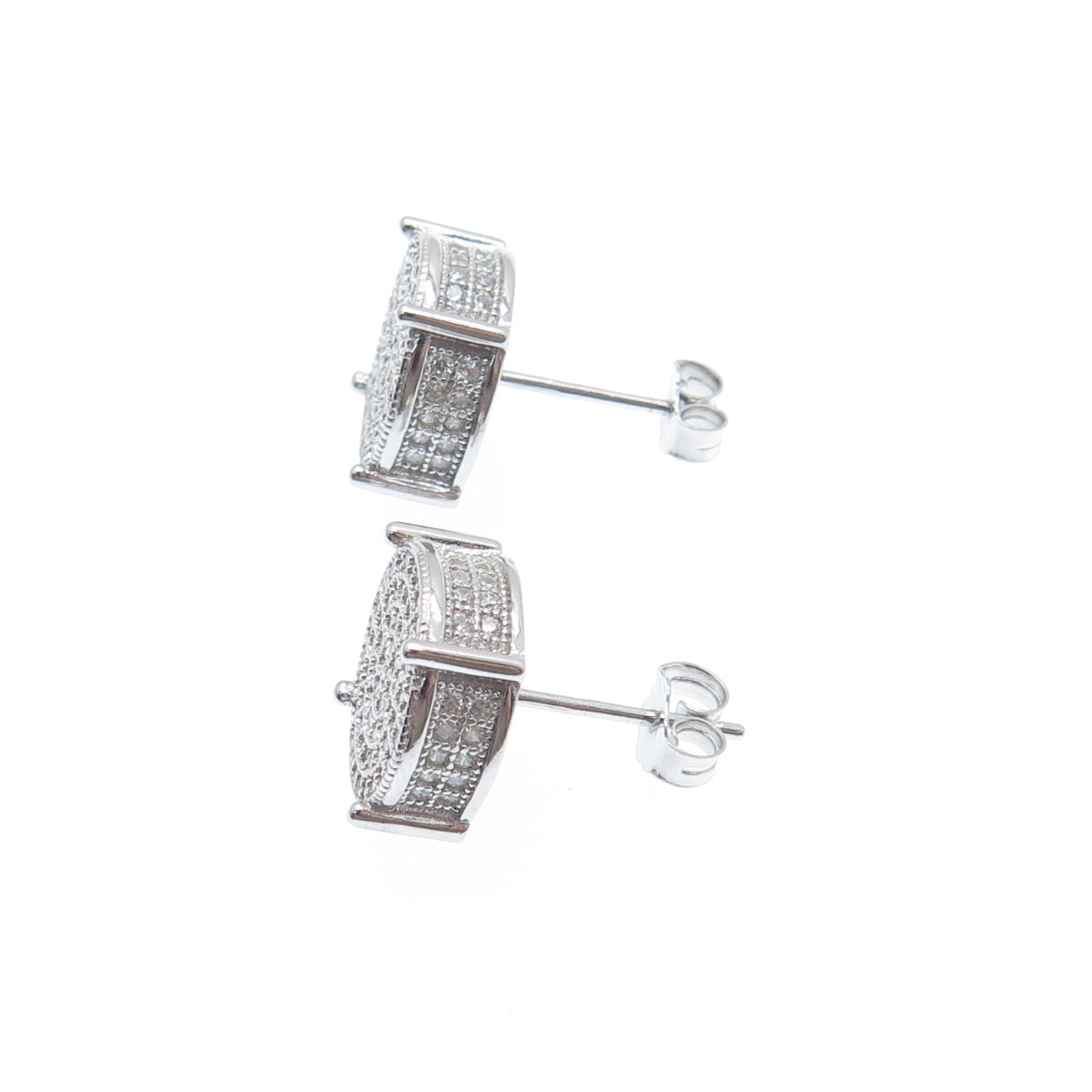 925 Sterling Silver Round-Cut C Z Sparkle Stud Earrings