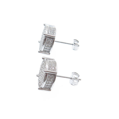 925 Sterling Silver Round-Cut C Z Sparkle Stud Earrings