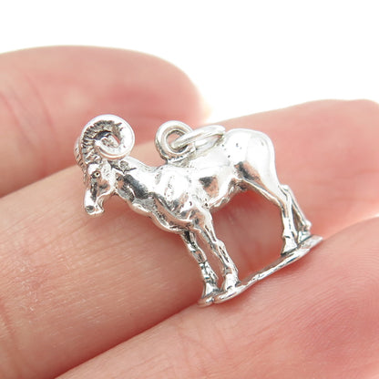 925 Sterling Silver Vintage '84 Aries Zodiac Sign 3D Charm Pendant