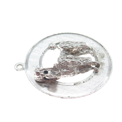 MARK MERCY 925 Sterling Silver Vintage Poodle Dog Round Pendant