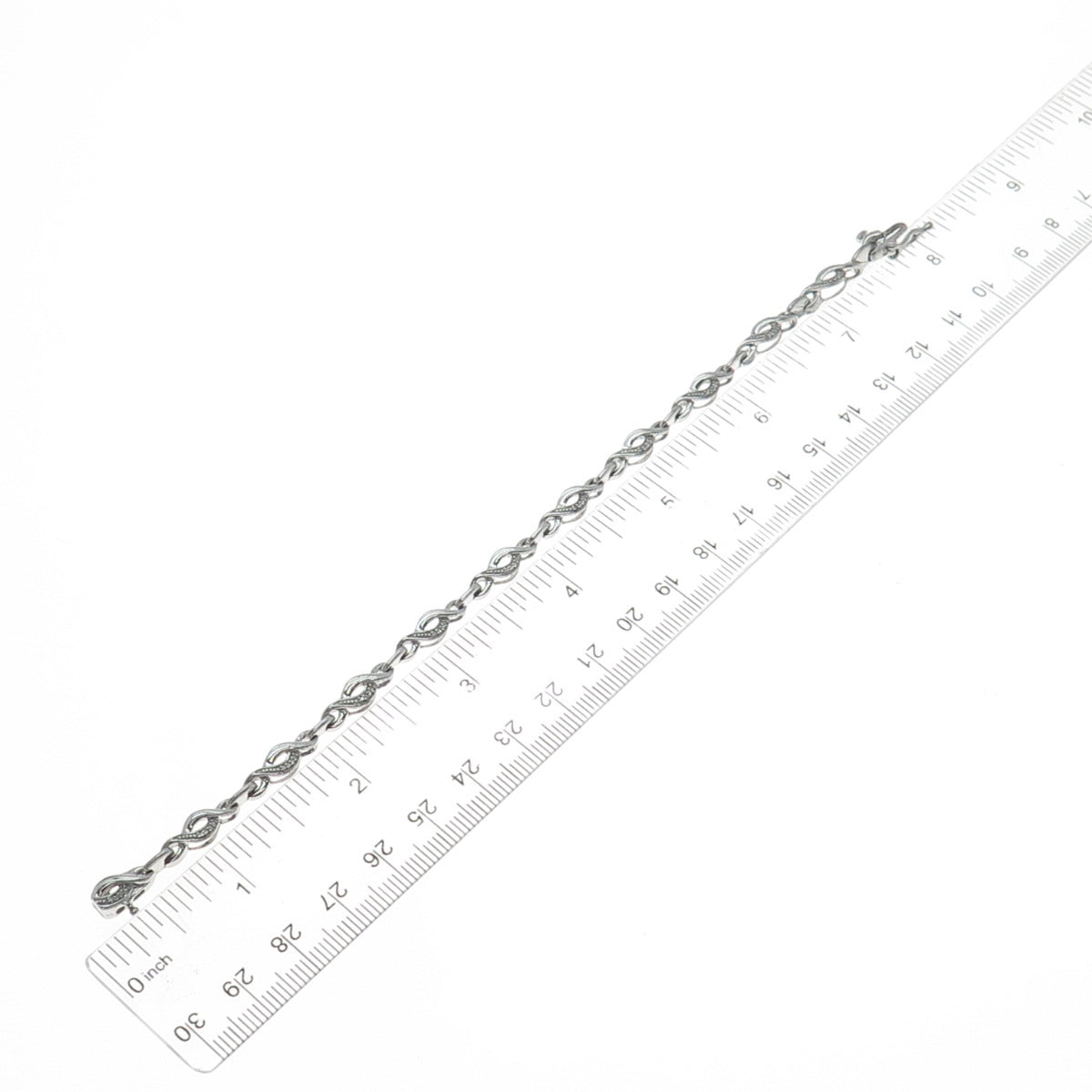 JANE SEYMOUR Sterling Silver Real Round-Cut Diamond Infinity Link Bracelet 7.5"