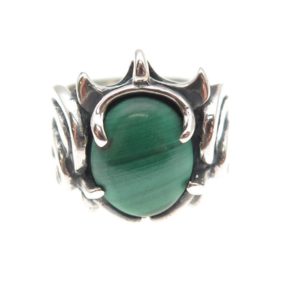 Carolyn Pollack Sterling Silver Vintage Real Malachite Modernist Ring Size 6.5