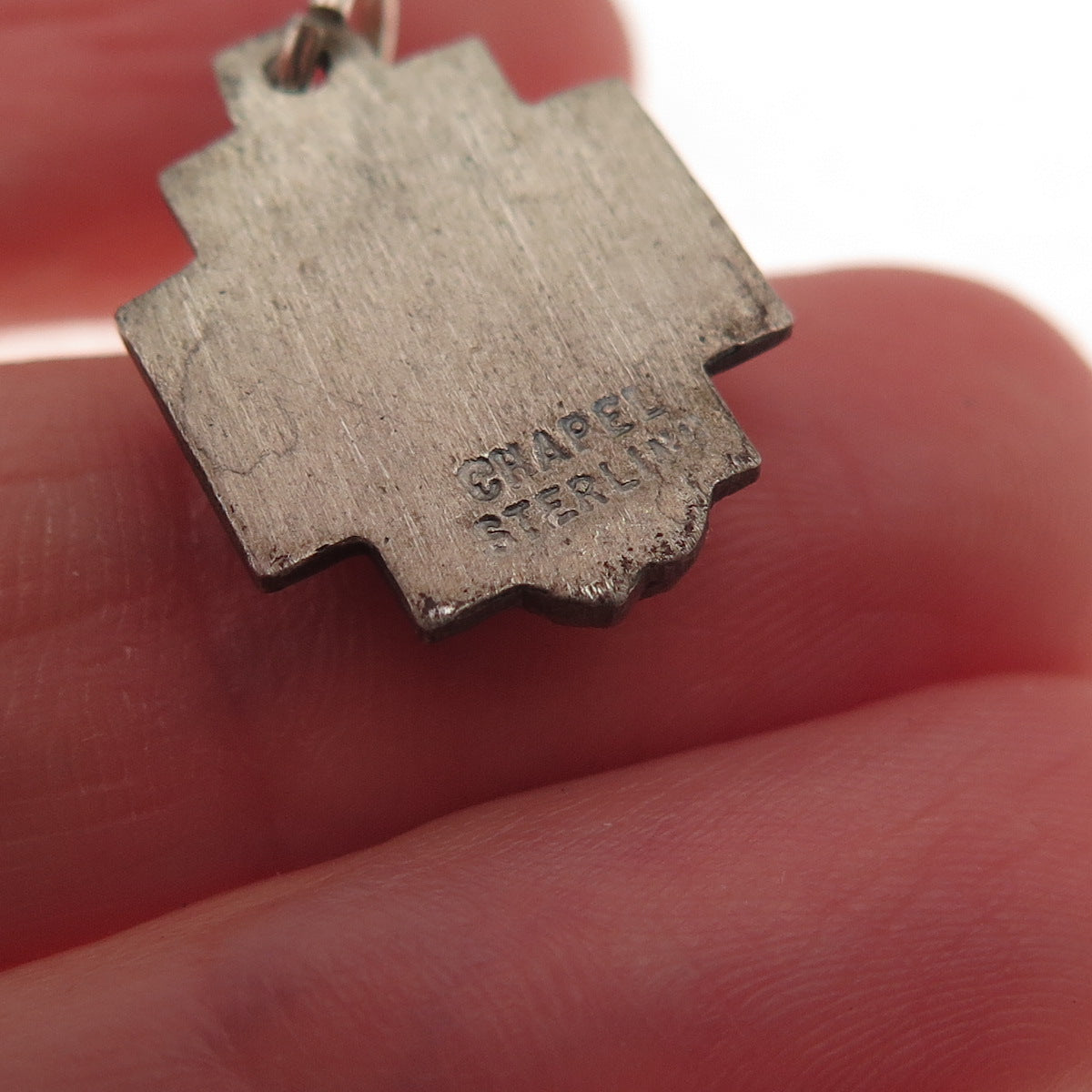 Chapel 925 Sterling Silver Vintage Jesus Cross Oxidized Charm Pendant