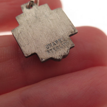 Chapel 925 Sterling Silver Vintage Jesus Cross Oxidized Charm Pendant
