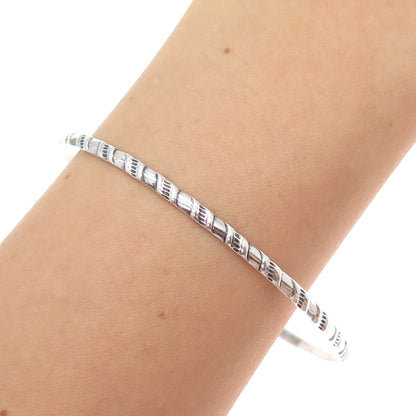 925 Sterling Silver Vintage Twisted Bangle Bracelet 8"