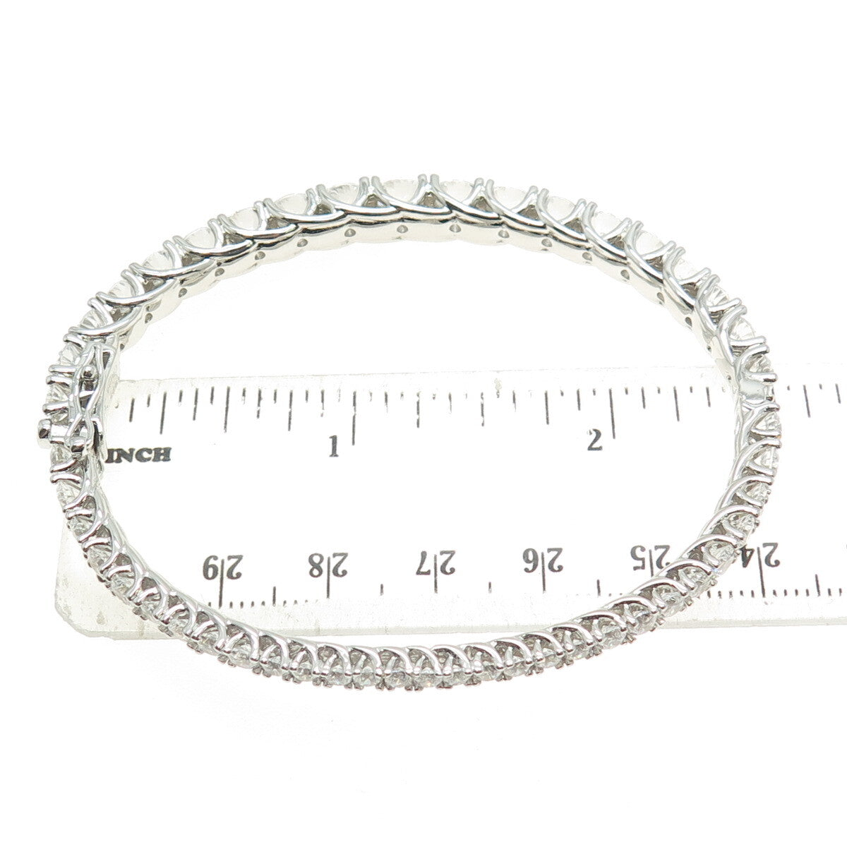 925 Sterling Silver Round-Cut Graduated C Z Bangle Bracelet 7"