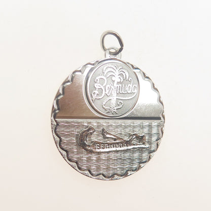 CREA 925 Sterling Silver Vintage Bermuda Round Charm Pendant