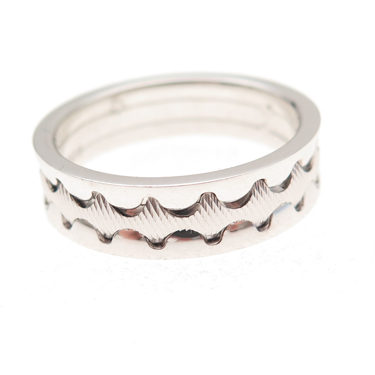 Neos 925 Sterling Silver Zig Zag Band Ring Size 10.25