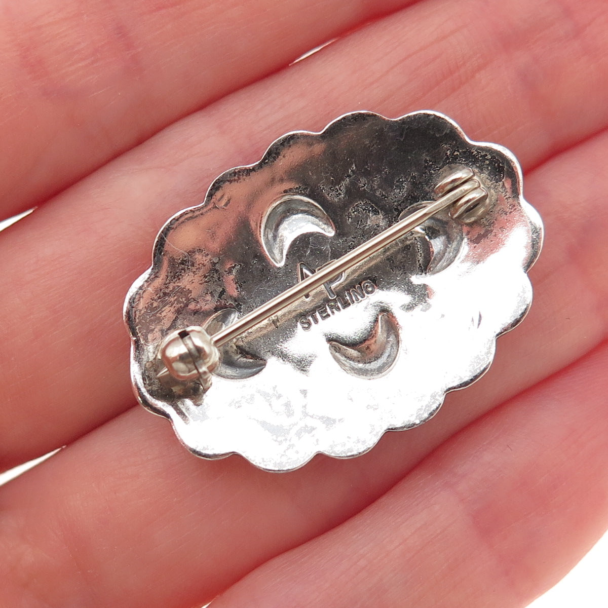 Anderson Parkett Navajo Old Pawn Sterling Silver Vintage Turquoise Pin Brooch