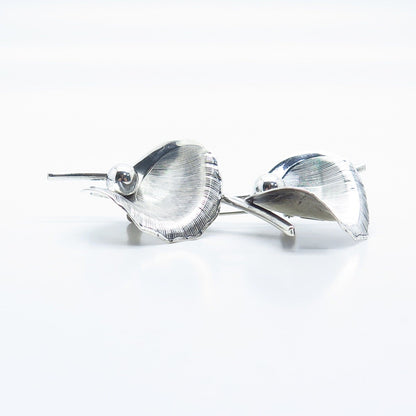 925 Sterling Silver Vintage BEAU Leaf Floral Pin Brooch