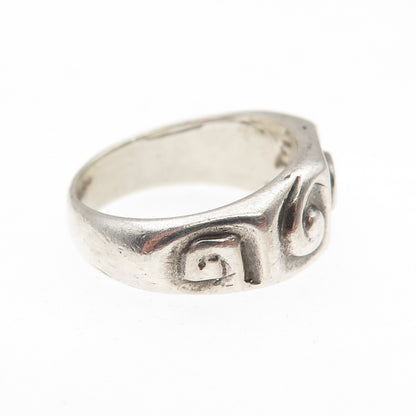 ERIC T. 925 Sterling Silver Vintage Modernist Spiral Oxidized Ring Size 6