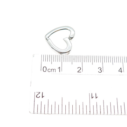 925 Sterling Silver Real Round-Cut Diamond Heart Mini Slide Charm Pendant