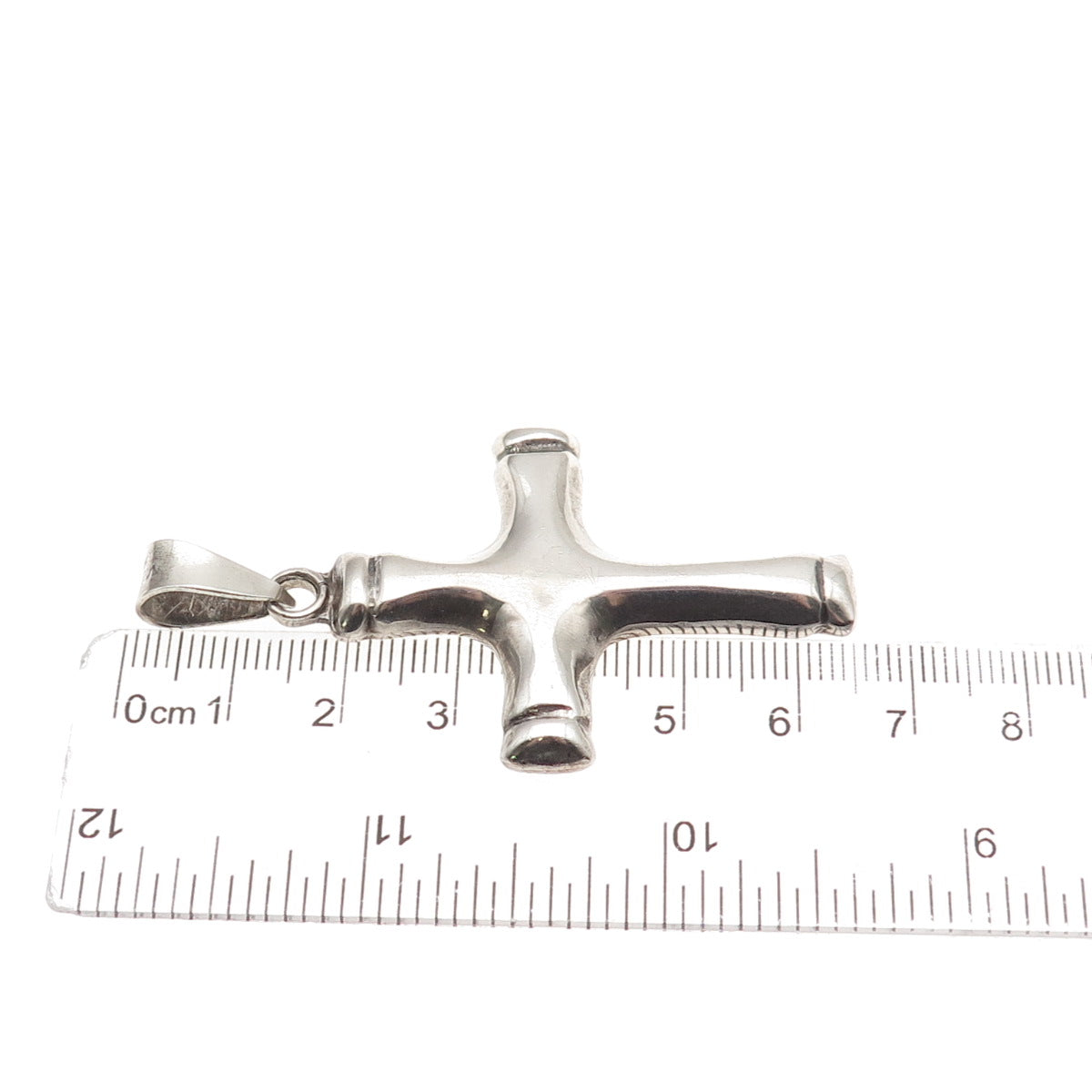 925 Sterling Silver Vintage Mexico Modernist Cross Oxidized Pendant