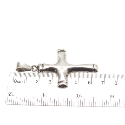 925 Sterling Silver Vintage Mexico Modernist Cross Oxidized Pendant