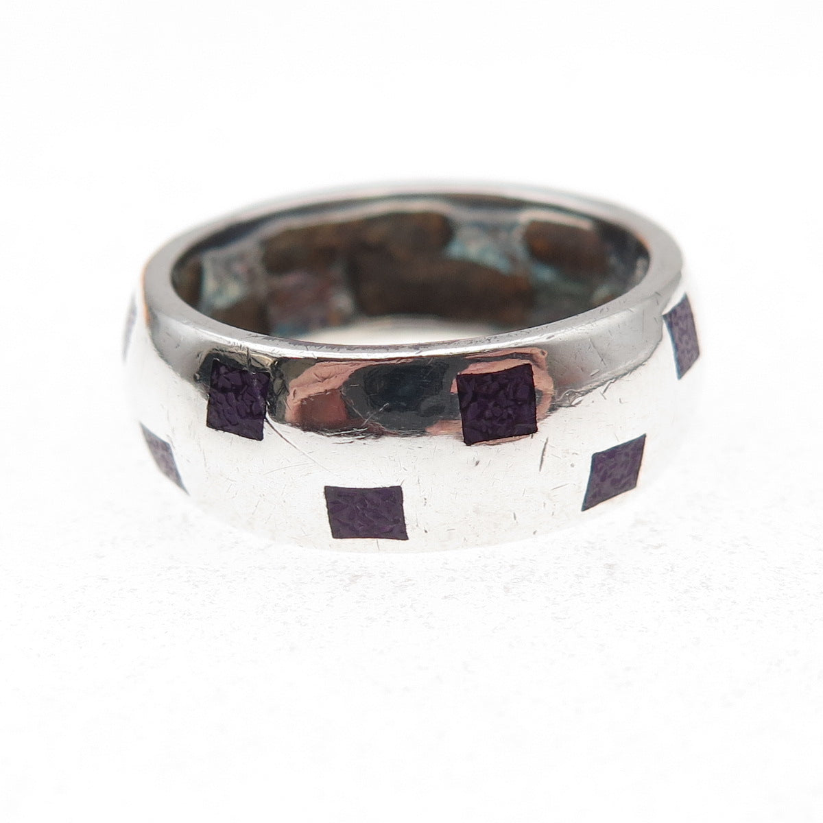 Silver Fox 925 Sterling Vintage Real Sugilite Inlay Chest Band Ring Size 8