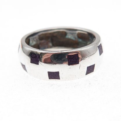 Silver Fox 925 Sterling Vintage Real Sugilite Inlay Chest Band Ring Size 8