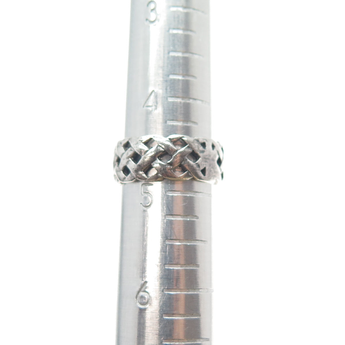 925 Sterling Silver Vintage Woven Oxidized Band Ring Size 4.75