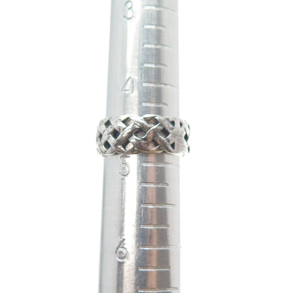 925 Sterling Silver Vintage Woven Oxidized Band Ring Size 4.75