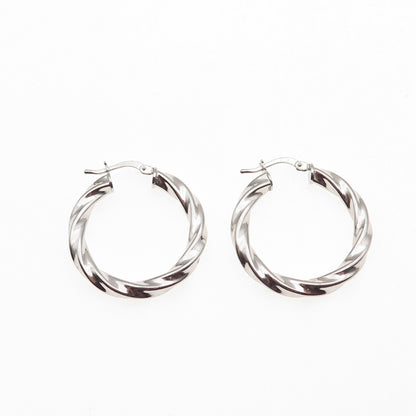 925 Sterling Silver Italy Twisted Hoop Earrings