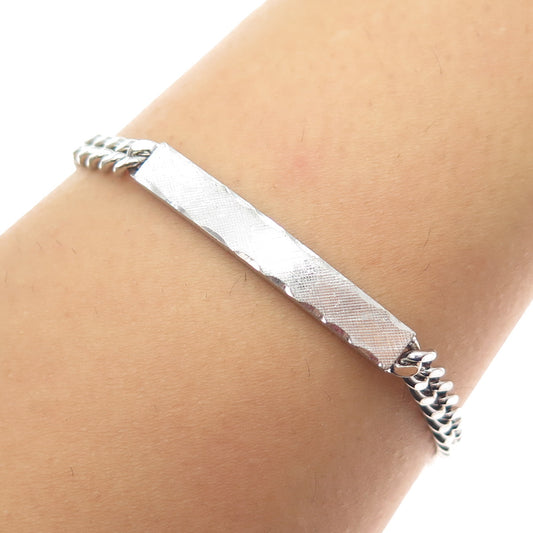 925 Sterling Silver Antique Art Deco Cuban Link ID Bracelet 6.75"