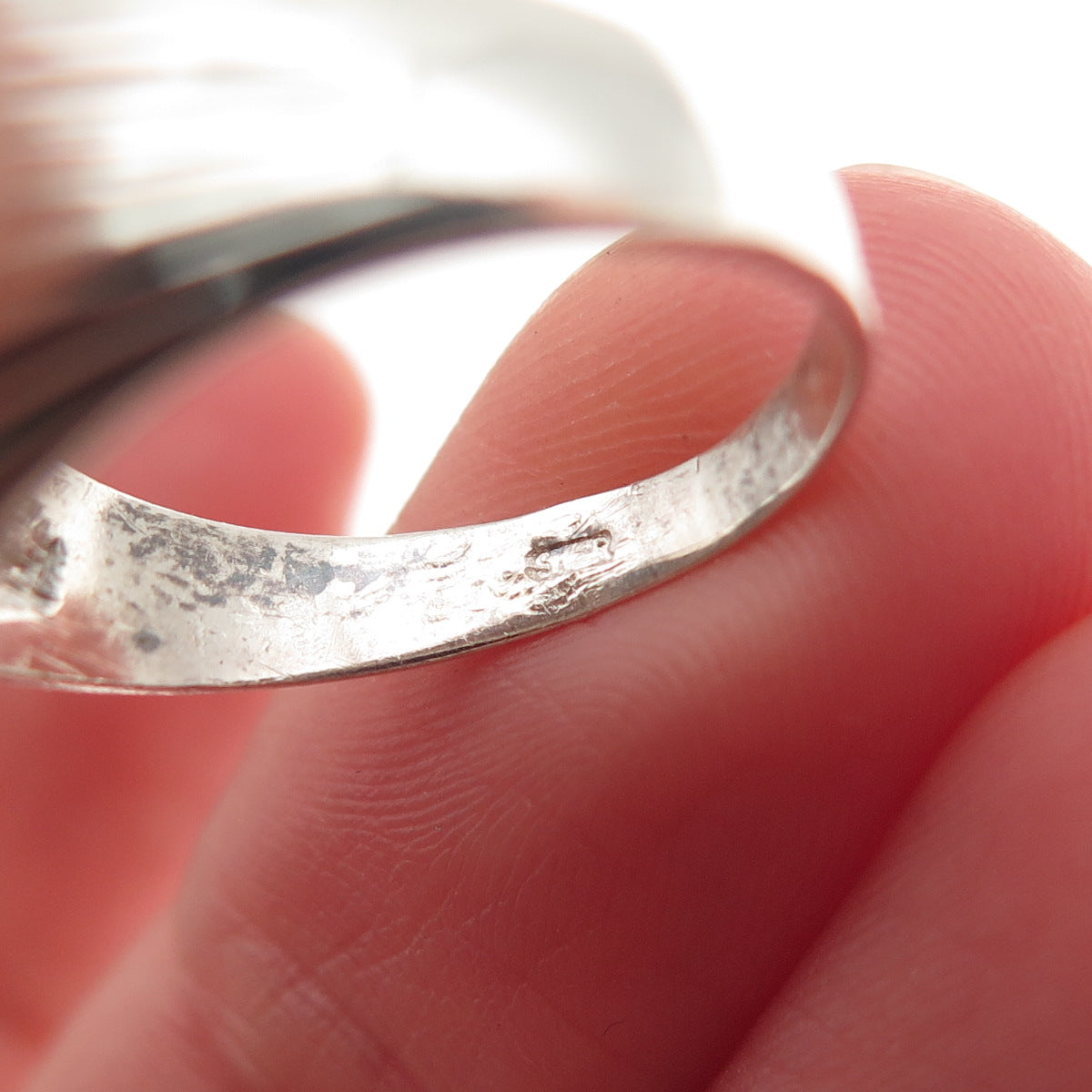 925 Sterling Silver Vintage Modernist Wavy Ribbed Ring Size 6.75