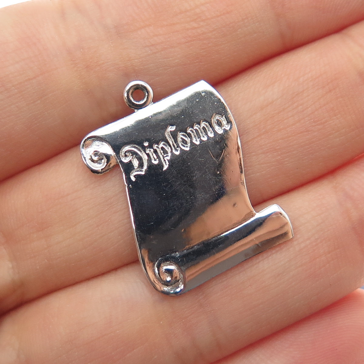 925 Sterling Silver Vintage Diploma Mini Charm Pendant