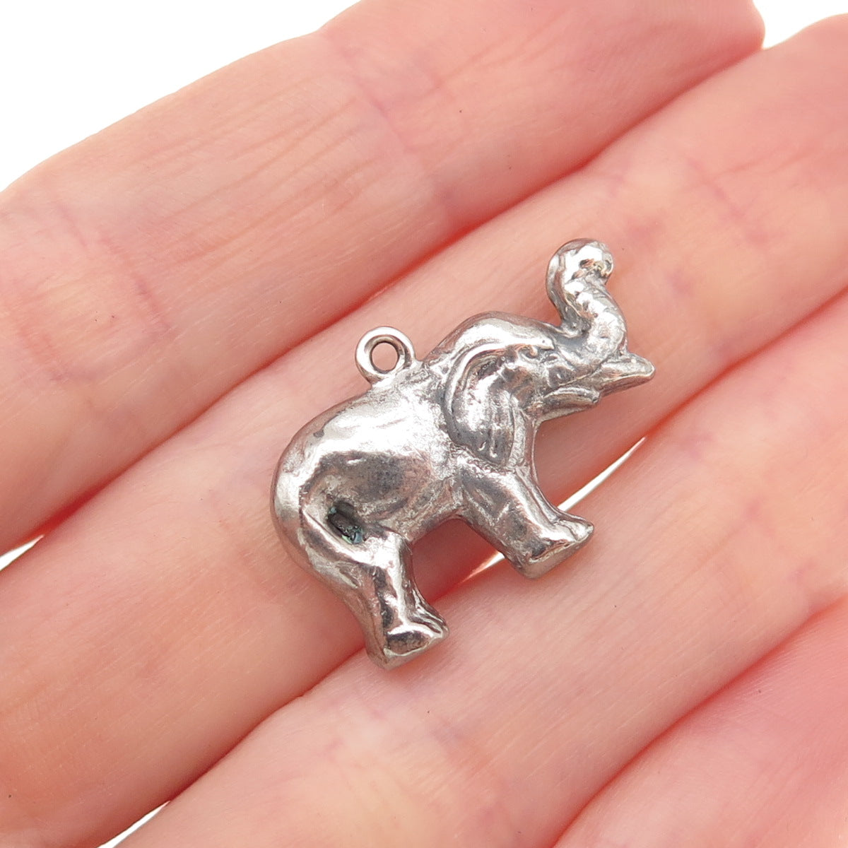 925 Sterling Silver Vintage Elephant Oxidized Mini Charm Pendant