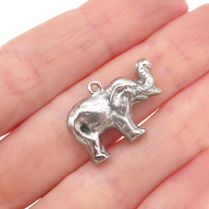 925 Sterling Silver Vintage Elephant Oxidized Mini Charm Pendant