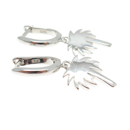 925 Sterling Silver Palm Tree Dangling Earrings