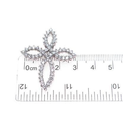 925 Sterling Silver Round-Cut C Z Cross Slide Pendant